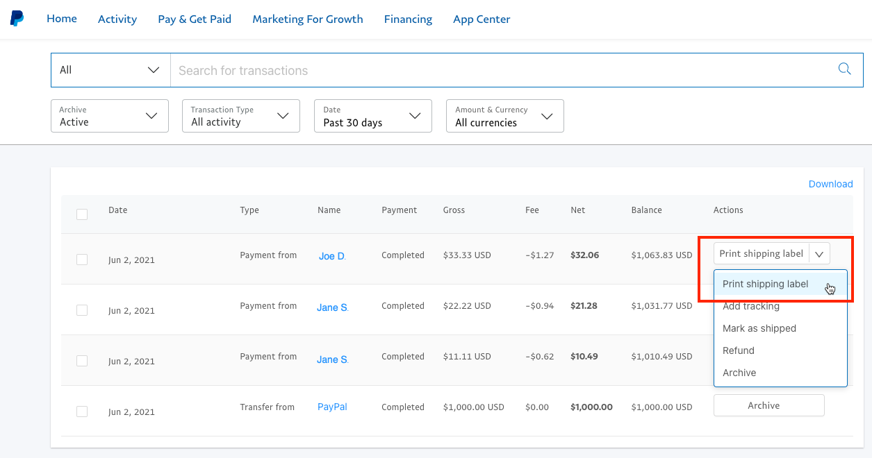 PayPal Shipping Center Overview PayPal Shipping Center Help