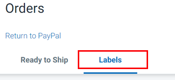 The orders page is shown and the Labels tab is selected.