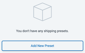 Preset popup. Reads, "You don't have any presets." Add New Preset button highlighted